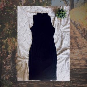 Mock Neck Velvety Dress